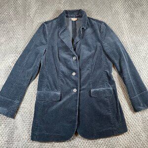 J. Jill Women's Blue Corduroy Blazer Jacket Size Small Petite Pockets